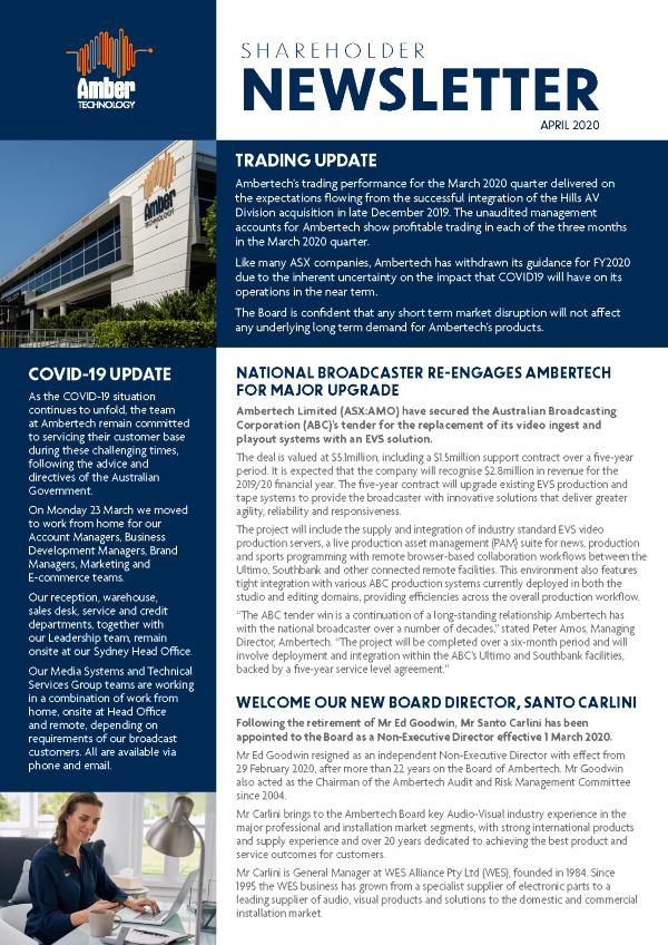 Shareholder Newsletter April 2020